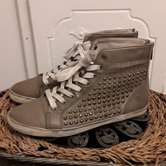 Frye Shoes - Frye Kira Studded High Taupe Leather sz 7.5